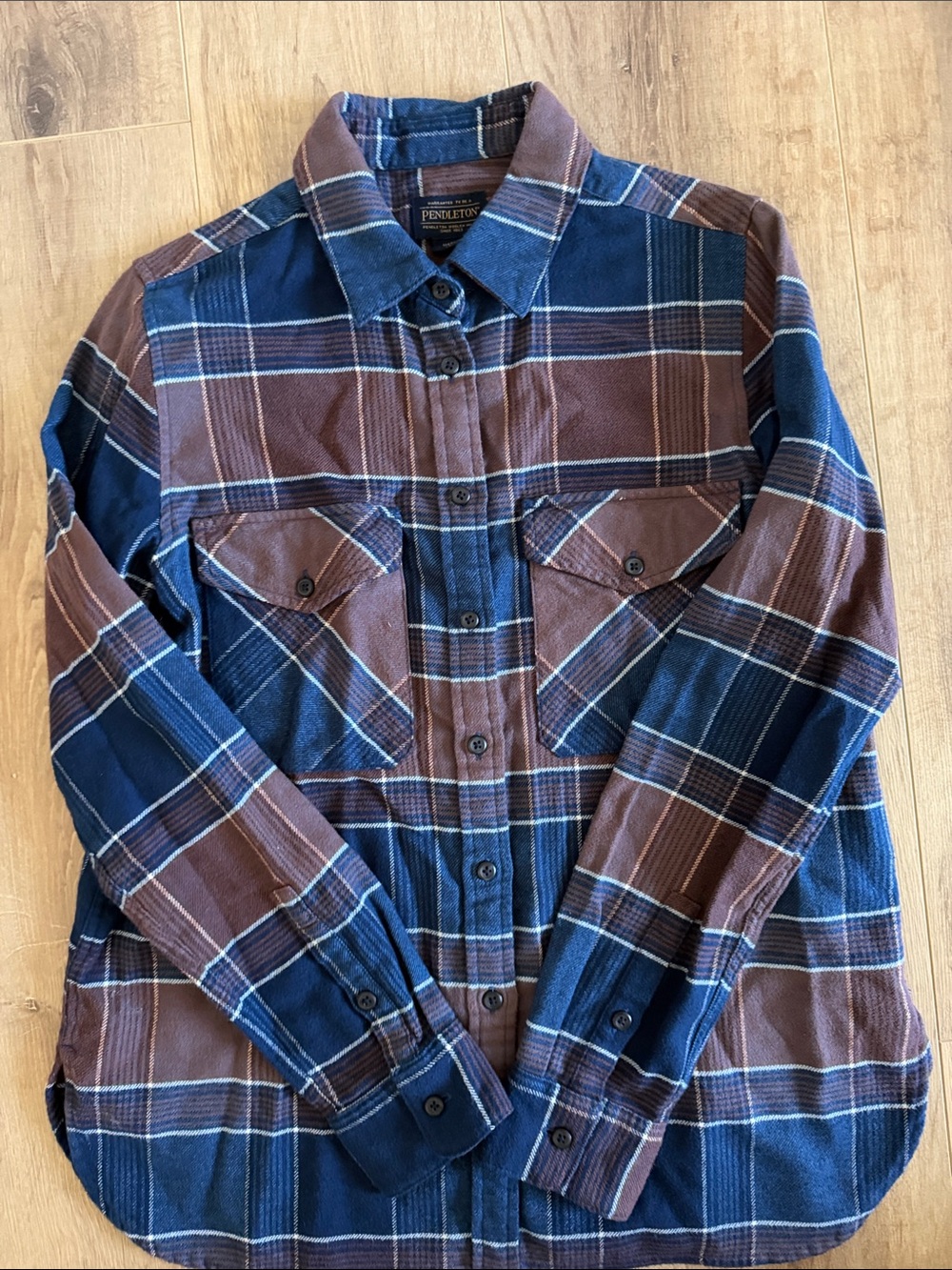 Pendleton Navy & Brown Plaid Flannel Shirt